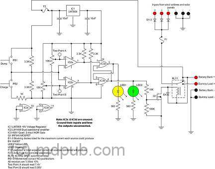 The schematic of my original charge controller circuit.