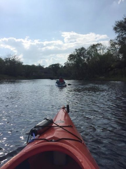 Paddling back to the launch site.