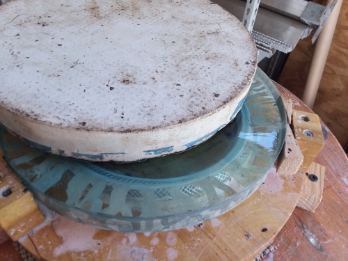 Polishing a telescope mirror.