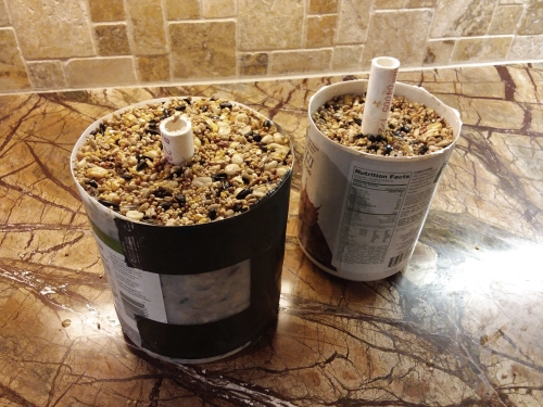 Two home-made seed cylinders molded.