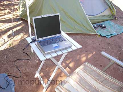 My laptop computer powered by the wind turbine