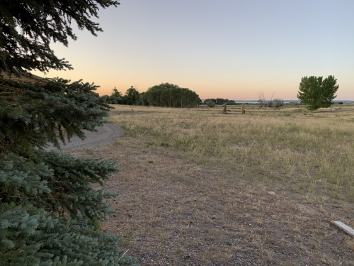 A view toward the gate on to the property.