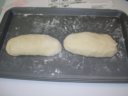Dough divided into two loaves