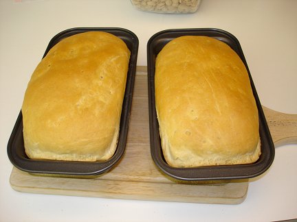 The finished bread out of the oven