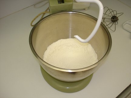 the dry ingredients for a batch of bread