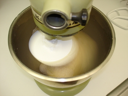 Mixing up the bread dough