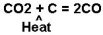 Reduction of carbon dioxide to carbon monoxide.