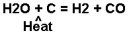 Reduction of water to hydrogen and carbon monoxide.