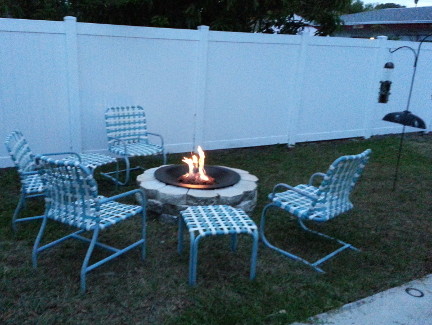 My new backyard gas fire pit.