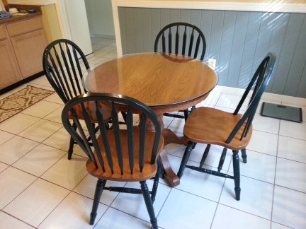 My new dining table and chairs.