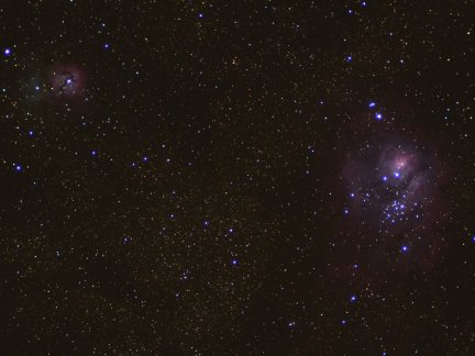 The Trifid and Lagoon Nebulas.