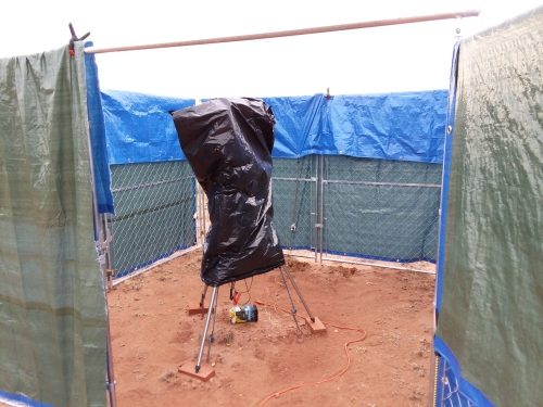 The telescope set up in the enclosure.