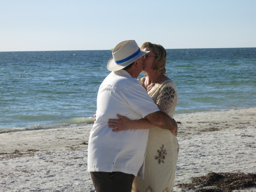 A kiss on the beach.