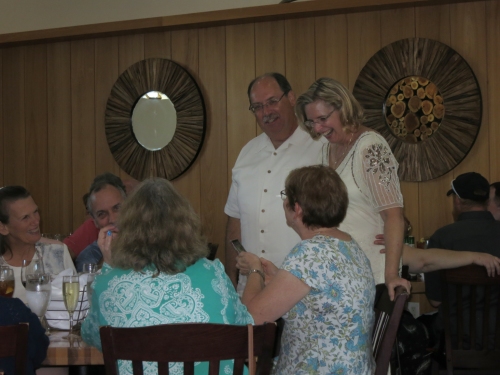 Talking to our gusts at the reception.