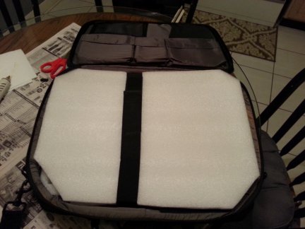 My new range bag showing the foam liner.