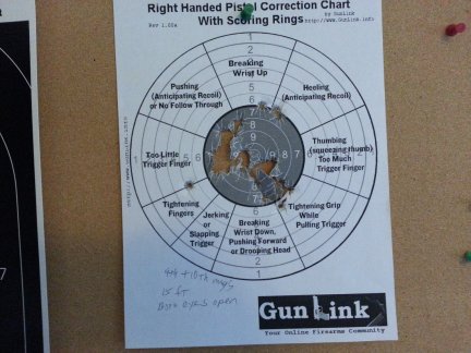 30 rounds through the target from a Glock 19.