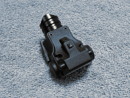 Bottom view of the Lasertac Rechargeable Subcompact Pistol Tactical Flashlight.