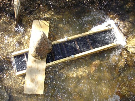 My home-built sluice in a stream in Colorado