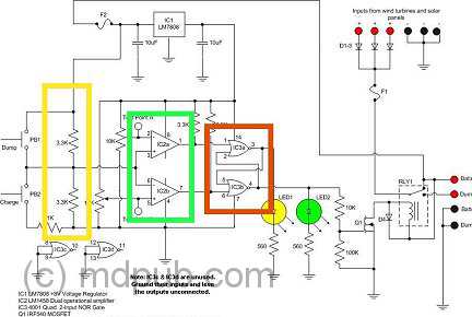 The schematic of my original charge controller circuit.