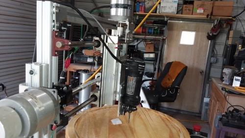 The z axis mounted on the machine.