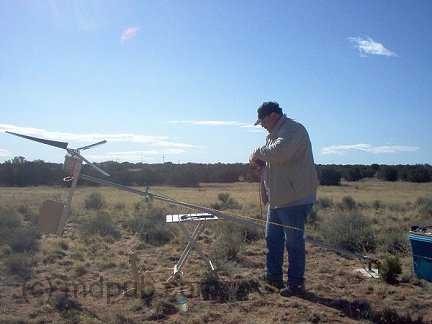 Me setting up the wind turbine