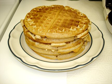 a stack of home-made Waffle House waffles