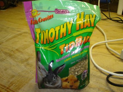 A bag of Timothy Hay pellets