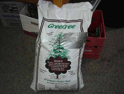 A 40 pound bag of wood pellets.