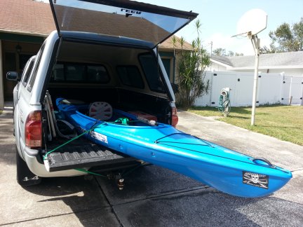 My new kayak in my truck.