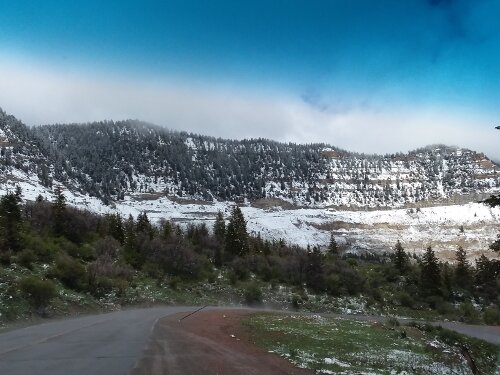 Snowy mountains in Wyoming.