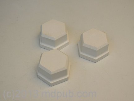 3 Plaster copies of the original mold pins
